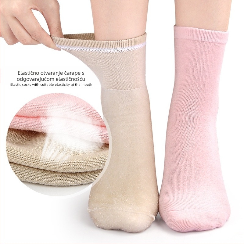 Pamuk-gel čarape za cijelo stopalo, jednofarbene, srednje duljine, pletene jednim pređom, 120N, za sve sezone