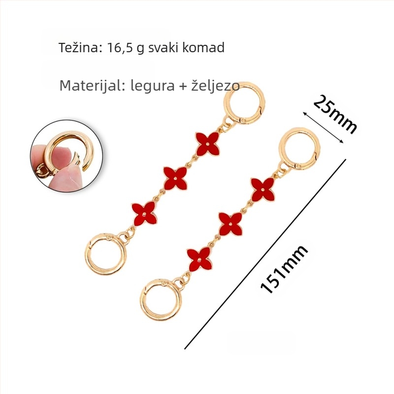 Kaišu torba dodatak s završnim premazom kapljicama ulja, motiv četiri lista, metal, Xinhe
