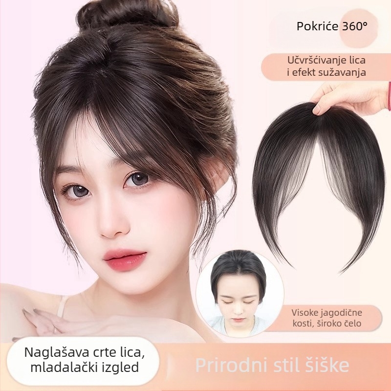 Perika za žene sa srednjim razdjelom, ručno pletena, termički otporno vlakno, fleksibilna, realističan izgled kose