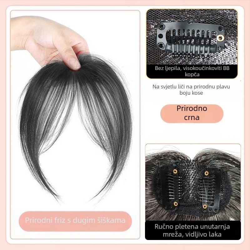 Perika za žene sa srednjim razdjelom, ručno pletena, termički otporno vlakno, fleksibilna, realističan izgled kose