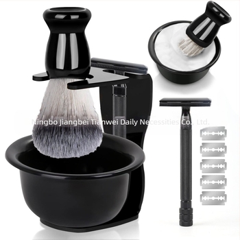 TIANWEI set za brijanje: zdjela za pjenu, četkica za brijanje, držač oštrica, sapun/krema za brijanje i set oštrica; 50 setova u kutiji