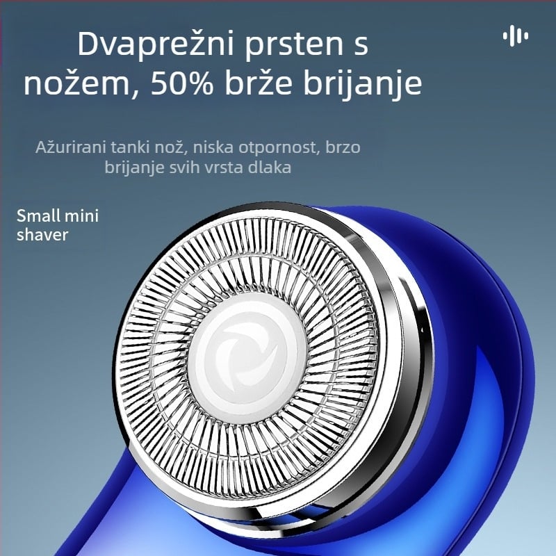 Električni brijač s LED zaslonom, rotirajuća glava s jednim reznim dijelom, ugrađena baterija, autonomija 30-45 minuta, buka ispod 36 dB