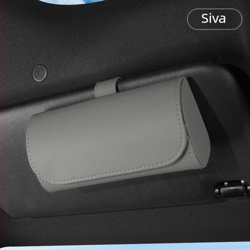 PU kožna kutija za naočale za auto s držačem za sunčani vizir – skladište za naočale, karte i ulaznice, dvostruka uporaba za auto i dom, prilagodljivo