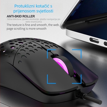 RAIKU G701 žični gaming miš USB, 6 tipki, opleteni kabel 1,5 m