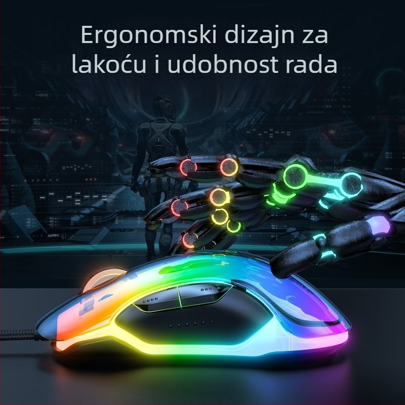 ONIKUMA žičani gaming miš, 12800 DPI, 7 tipki, USB, šestostepena regulacija rezolucije, kabel 1,6 m, ergonomski dizajn
