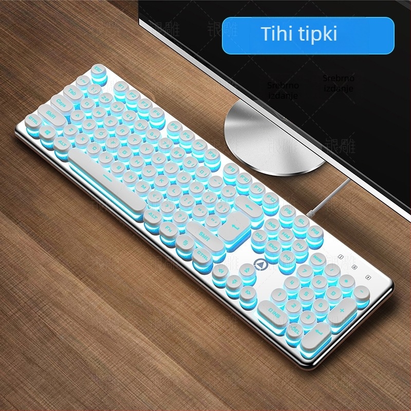 Silver Carving V7 tipkovnica s mehaničkim dojmom, žična USB, 104 tipki, osvjetljenje, Crater arhitektura