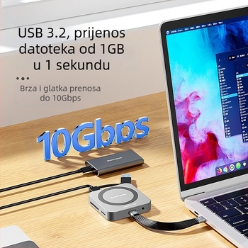 M.2 NVMe SSD kućište i dokacijska stanica HDMI, USB-C 3.2, aluminijska legura, podržava do 2 TB