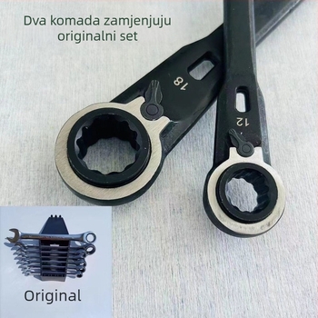Brzi ručni račni ključ s dvostrukom glavom, dvostrukim smjerom, četiri u jednom alatu za popravak automobila