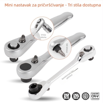 Ratchet ključ, polirani završetak, visokougljično čelik, težina 0.1