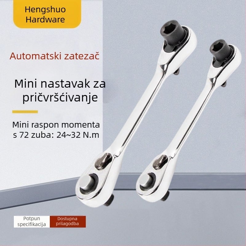 Ratchet ključ, polirani završetak, visokougljično čelik, težina 0.1