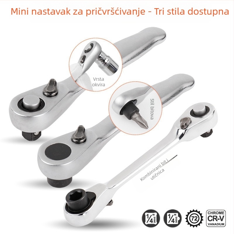 Ratchet ključ, polirani završetak, visokougljično čelik, težina 0.1