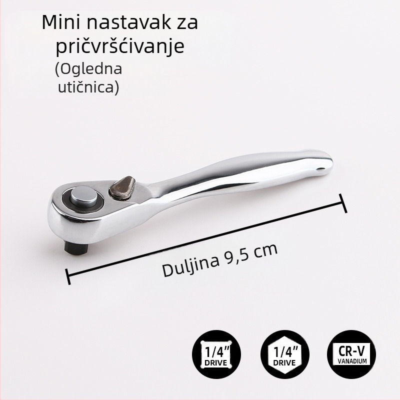 Ratchet ključ, polirani završetak, visokougljično čelik, težina 0.1