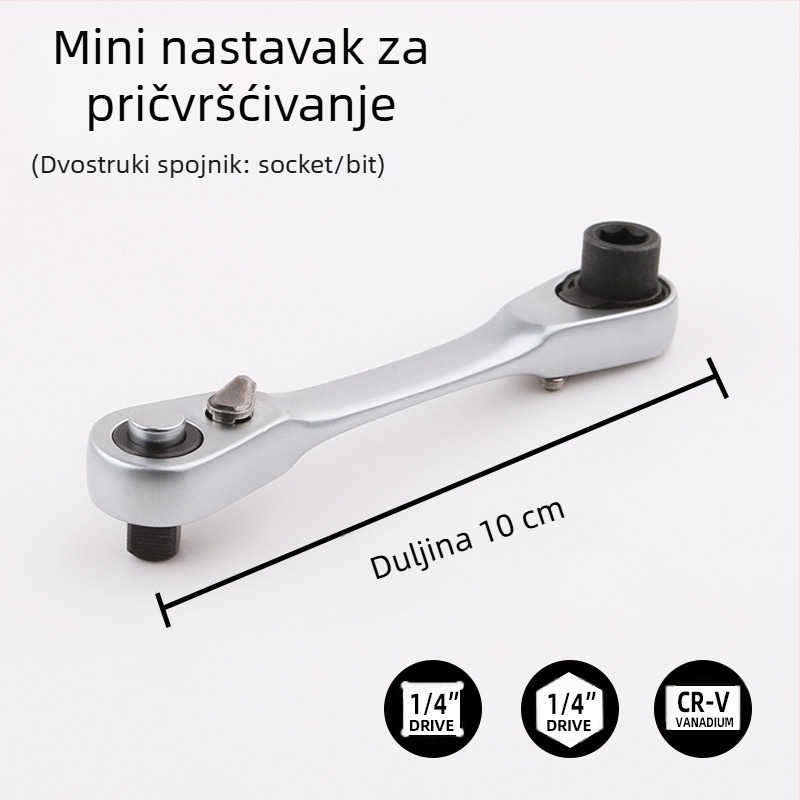 Ratchet ključ, polirani završetak, visokougljično čelik, težina 0.1