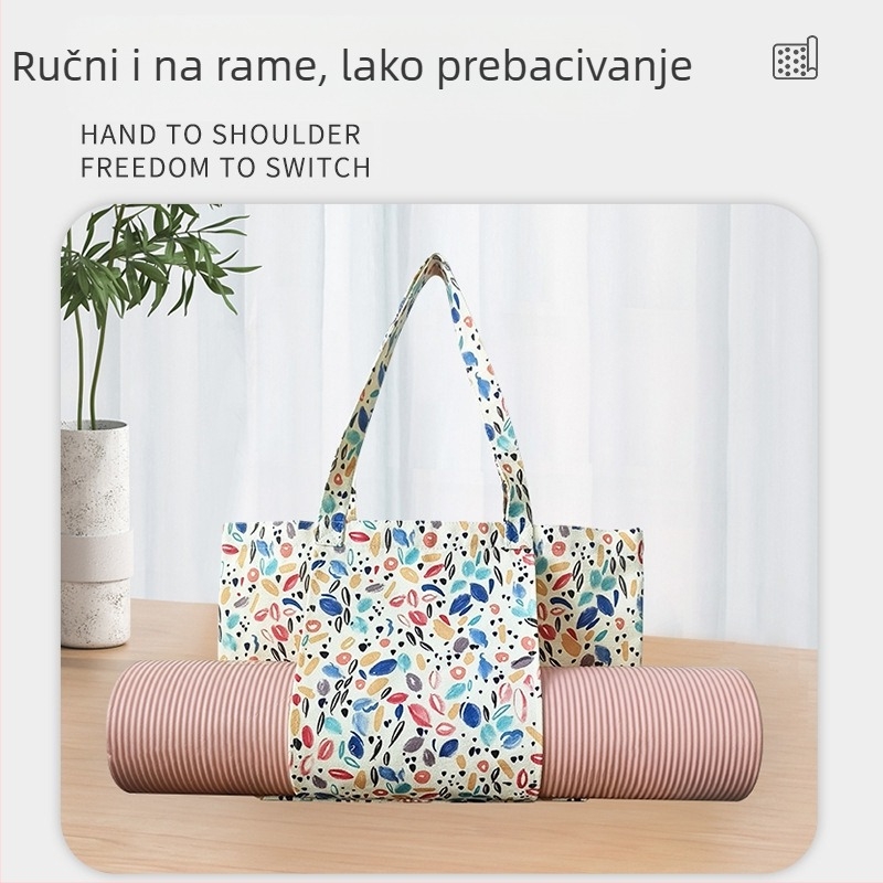 Cvjetna platnena tote torba za pohranu joga prostirke, digitalni otisak, prilagodljivo brendiranje, 260 g, logo uključen