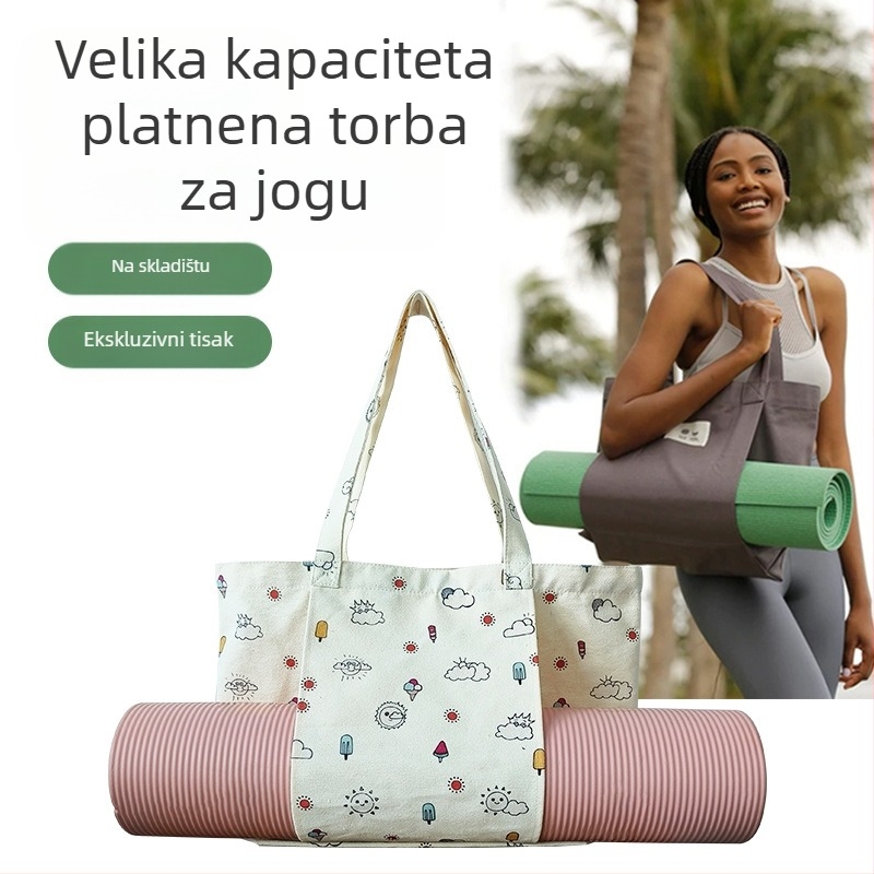 Cvjetna platnena tote torba za pohranu joga prostirke, digitalni otisak, prilagodljivo brendiranje, 260 g, logo uključen