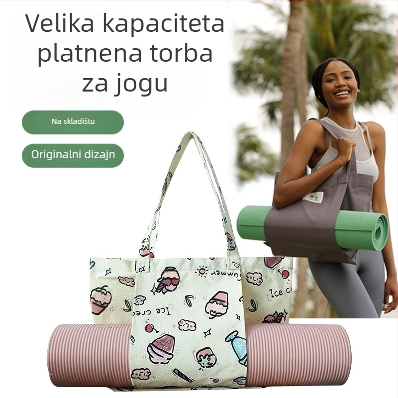 Cvjetna platnena tote torba za pohranu joga prostirke, digitalni otisak, prilagodljivo brendiranje, 260 g, logo uključen