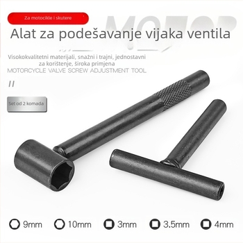 Ključ za podešavanje razmaka ventila motocikla, prijenosni alat za podešavanje ventila i vačkovog mehanizma; visoko ugljično čelično, polirani završetak, 0.12 kg