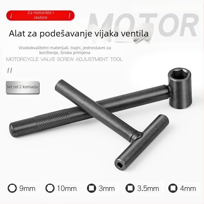 Ključ za podešavanje razmaka ventila motocikla, prijenosni alat za podešavanje ventila i vačkovog mehanizma; visoko ugljično čelično, polirani završetak, 0.12 kg