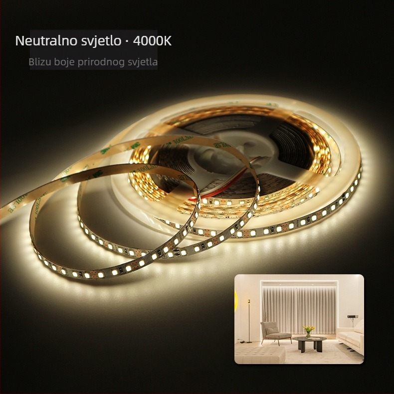 12V LED traka visoke svjetline, 2835 SMD, fleksibilna i izrezljiva, 120 LED