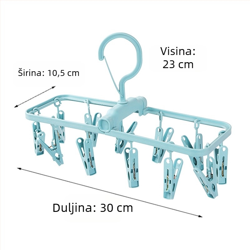 Sklopiva prijenosna sušilica za odjeću s više klipsova za čarape