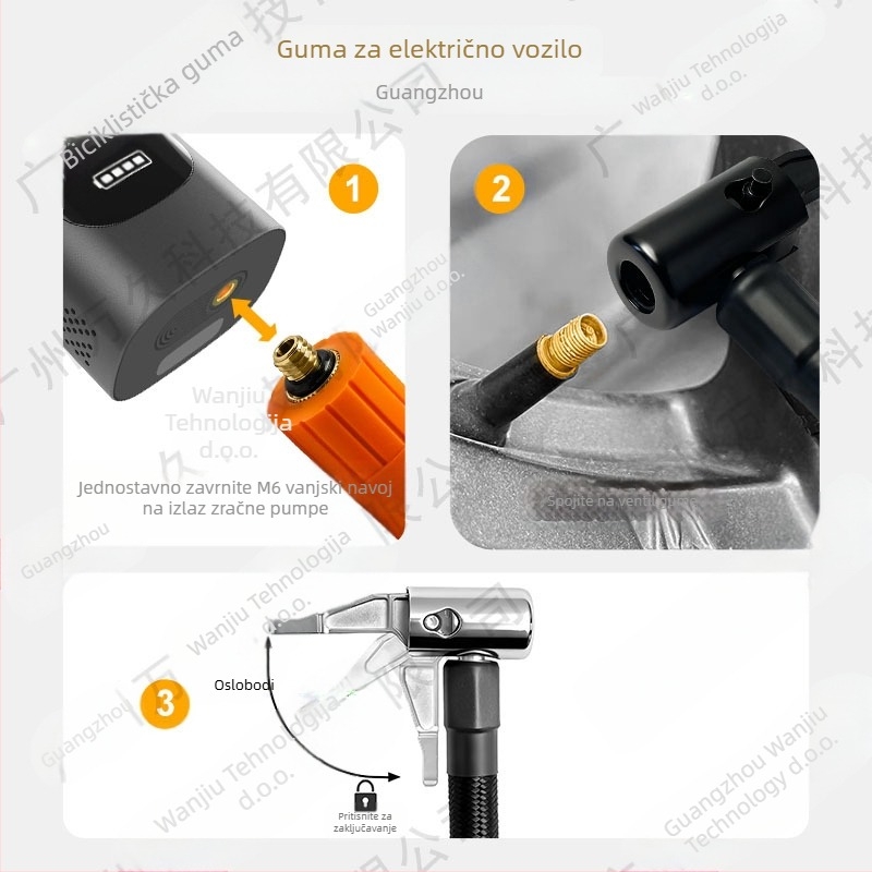 Automobilska pumpa za napuhivanje 180W, jednocilindrična, digitalni zaslon, rasvjeta, trajanje rada više od 20 minuta