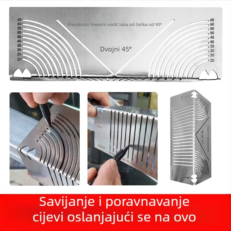 Yishun Sklopiva Pravokutna Cijev Mjerna Letva – Čelična, 90° Luk, Pravouglasti Označivački Alat, Višestruki