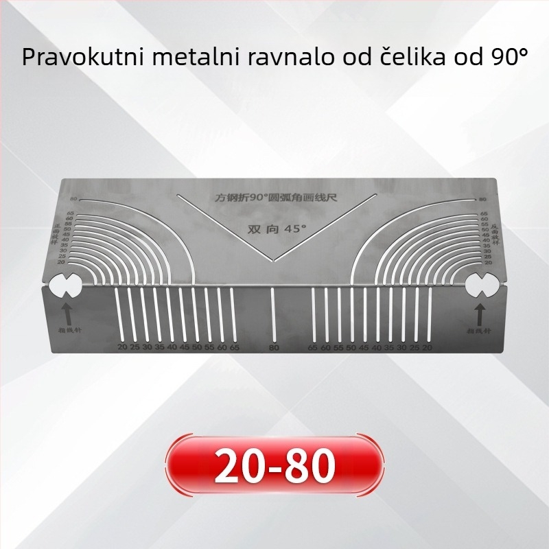 Yishun Sklopiva Pravokutna Cijev Mjerna Letva – Čelična, 90° Luk, Pravouglasti Označivački Alat, Višestruki