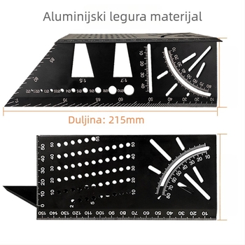 Višenamjenska kutna pravila od aluminijske legure (Brand: Onkel.J; Materijal: aluminijska legura; Vrsta mjernog alata: kutna pravila)