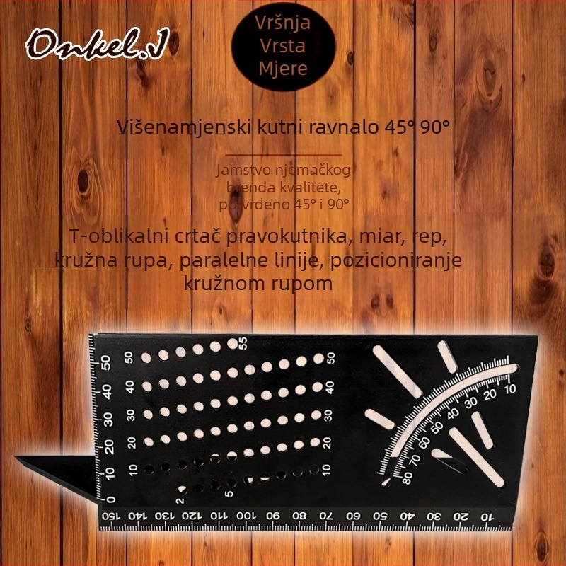 Višenamjenska kutna pravila od aluminijske legure (Brand: Onkel.J; Materijal: aluminijska legura; Vrsta mjernog alata: kutna pravila)