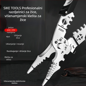 Industrijske razine višenamjerne elektrikarske kliješta za skidanje izolacije žica, rezanje žica i krimpanje, s vrhom tipa, težina 0,185