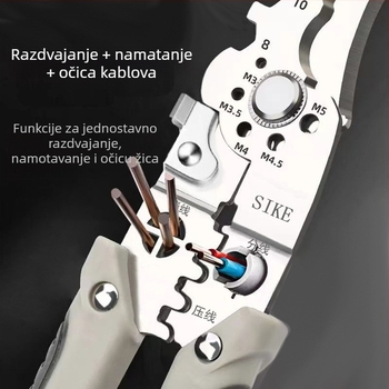 Industrijske razine višenamjerne elektrikarske kliješta za skidanje izolacije žica, rezanje žica i krimpanje, s vrhom tipa, težina 0,185
