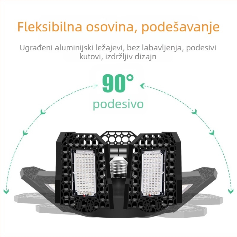 LED svjetlo za uzgoj biljaka s crveno-plavim spektrom, sklopivi dizajn, 216/252/288 LED diode, ulazno napajanje AC100-277V, kućište ABS+PC, težina 295 g