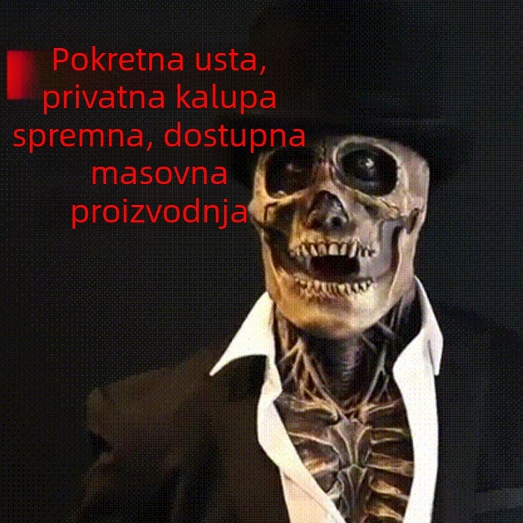 Latex maska za lubanju zombija, teror stil rekvizita za DIY, pogodna za Božić, Halloween i Uskrs