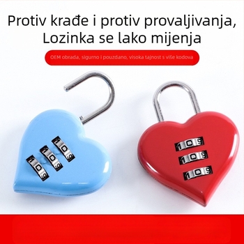 Troznamenkasti srčani kombinacijski lok za ruksak i prtljagu