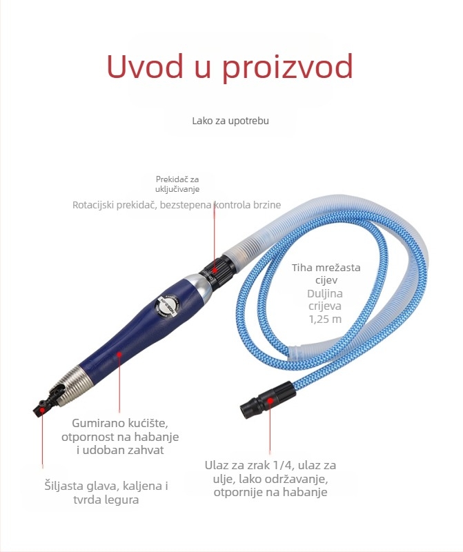 Pneumatski ultrazvučni stroj za poliranje kalupa s datotekom, recipročna brusilica, 35000 rpm, ulaz zraka 1/4", 6 bar, 0,5 kg
