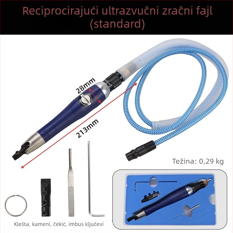Pneumatski ultrazvučni stroj za poliranje kalupa s datotekom, recipročna brusilica, 35000 rpm, ulaz zraka 1/4", 6 bar, 0,5 kg
