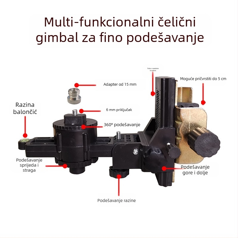 Višenamjenski pan-tilt niveler s teleskopskom šipkom, infracrvenom bazom i 360° rotirajućim nosačem za podizanje