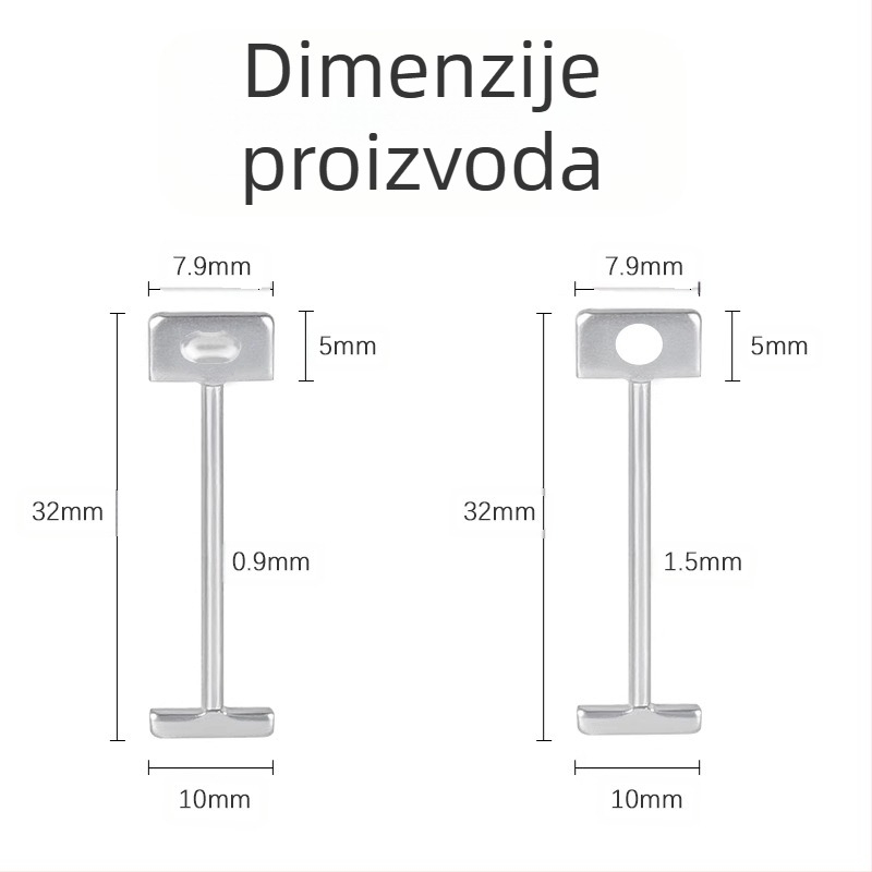 Sustav niveliranja pločica s zamjenjivom čeličnom iglom, T-pinom i ponovo upotrebljivim klipom
