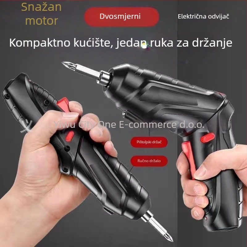 Višenamjenski prijenosni ručni električni odvijač i kompaktna bušilica, punjivi, 46-dijelni set, krom-vanadijeva čelična