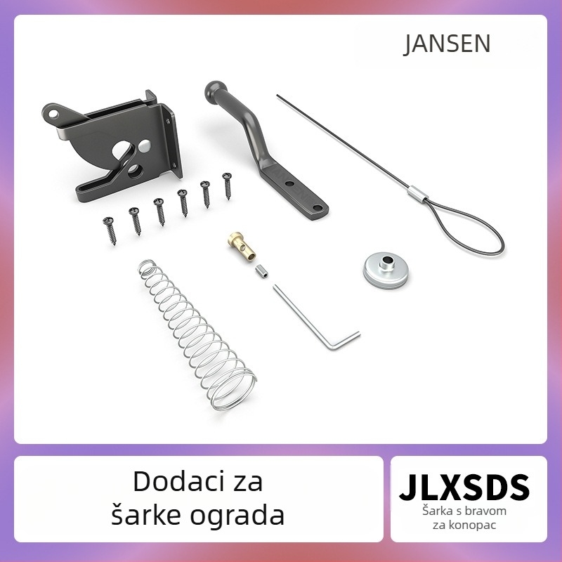 Brava za ogradu s užetom, tip A, model Small lock with rope, materijal: karbon čelik, površinska obrada: plastični premaz, marka Simpson