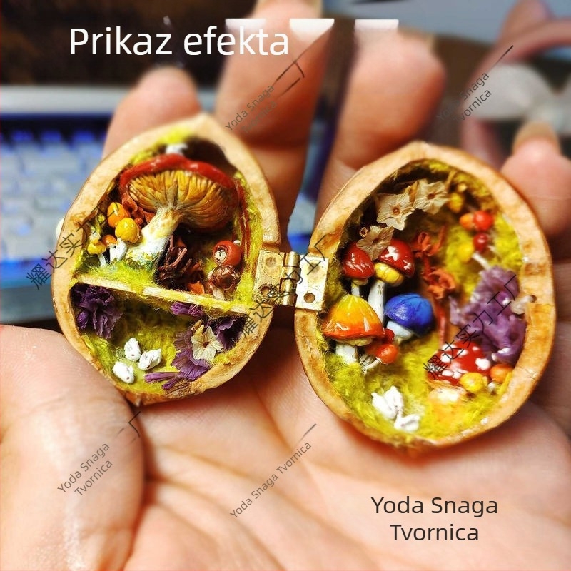 Meden šarka za kućicu od orašastog drveta – pribor od kamen-plast, sklopivi