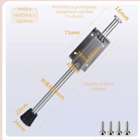 Držač vrata od nehrđajućeg čelika, model 2012, podnožna montaža, završna površina wire-drawing, automatsko upravljanje