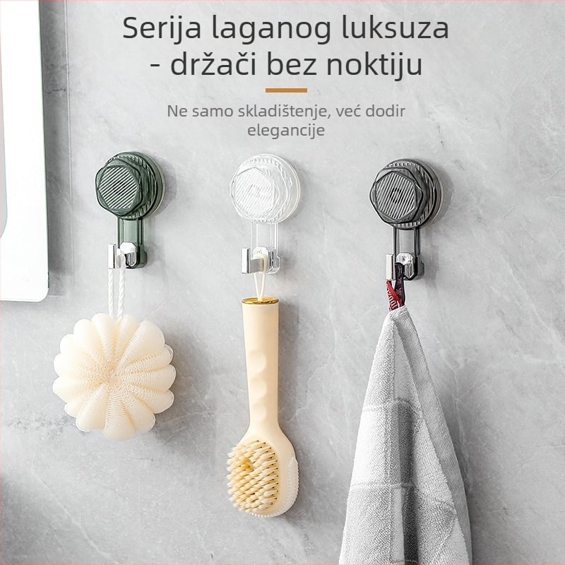 Vakuumska kuka, rotirajuća, bez bušenja, samoljepljiva, za kućnu upotrebu, plastika, jedna kuka, nosivost 2 kg