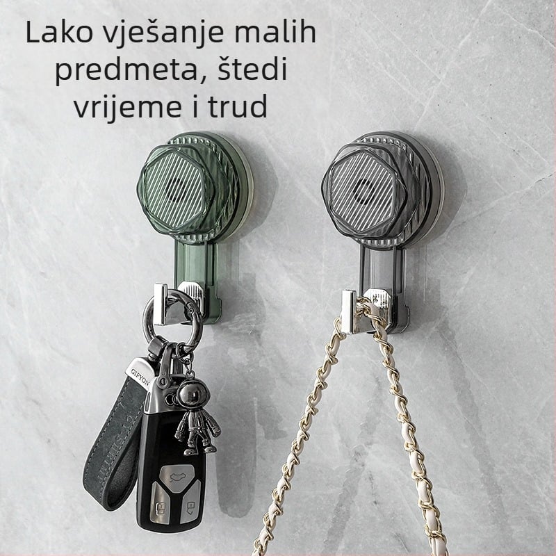 Vakuumska kuka, rotirajuća, bez bušenja, samoljepljiva, za kućnu upotrebu, plastika, jedna kuka, nosivost 2 kg