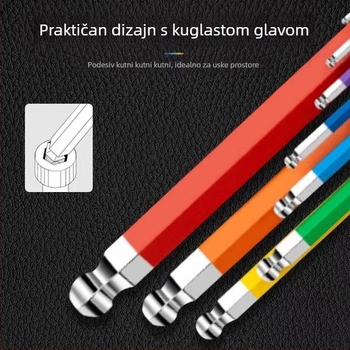 L-oblik ključevi s kugličnim završetkom, set 9 komada, Cr-V čelik, unutarnji šesterokut