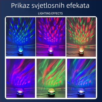 Noćna lampica za noćni ormarić s projekcijom zvjezdanog neba, vodeni uzorak i aurora borealis — napajanje USB s ugrađenom baterijom i DC ulaz; kontrola putem aplikacije; daljinski upravljač; zvuk