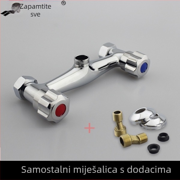 Ugradbeni dvostruko upravljani miješalac za toplu i hladnu vodu s bakrenim tijelom, skrivena instalacija — Model QJD-XBD; radni tlak 0,6 MPa; temperatura tople vode do 90°C.