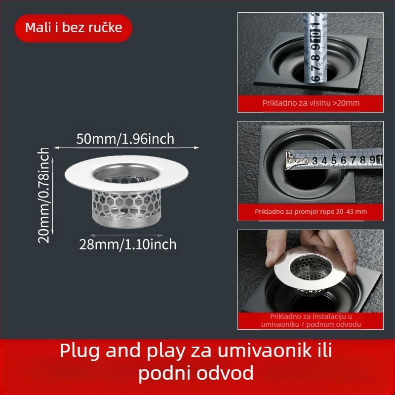 Rongfeng MPGLW-06 304 nehrđajući čelik filtr za odvod umivaonika, sklopni tip, filtriranje