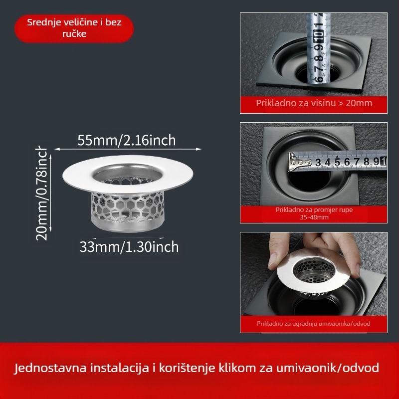 Rongfeng MPGLW-06 304 nehrđajući čelik filtr za odvod umivaonika, sklopni tip, filtriranje