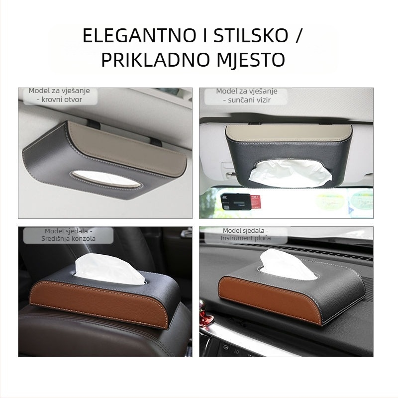 Kožna kutija za maramice za auto, visi sa sunčanim vizorom ili krovićem, unutarnji automobilni dodatak, prilagodljiv, porijeklo Guangzhou